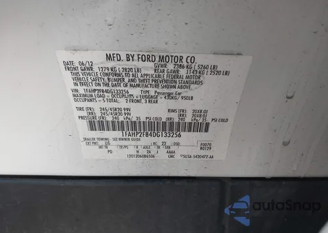 2013 Ford Taurus Limited from USA, damaged, VIN 1FAHP2F84DG133256